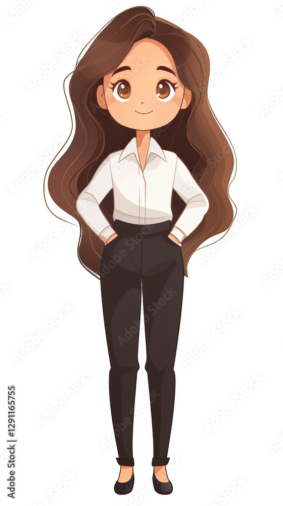 Adorable Businesswoman Cartoon Illustration Adorable Businesswoman Cartoon Illustration