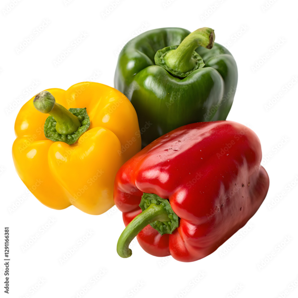 red yellow and green pepper isolated on transparent background red yellow and green pepper isolated on transparent background