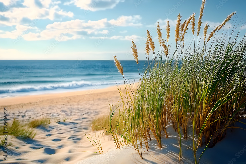 peaceful existence of sand dunes and lush beach grass by ocean, showcasing vibrant coastal plants, golden beaches, and interconnectedness of land and sea peaceful existence of sand dunes and lush beach grass by ocean, showcasing vibrant coastal plants, golden beaches, and interconnectedness of land and sea
