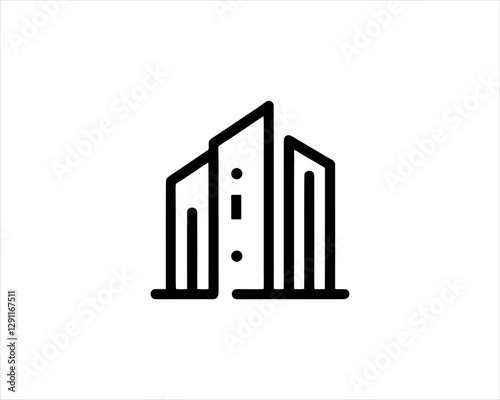 Minimal Real estate company logo icon outline vector illustration