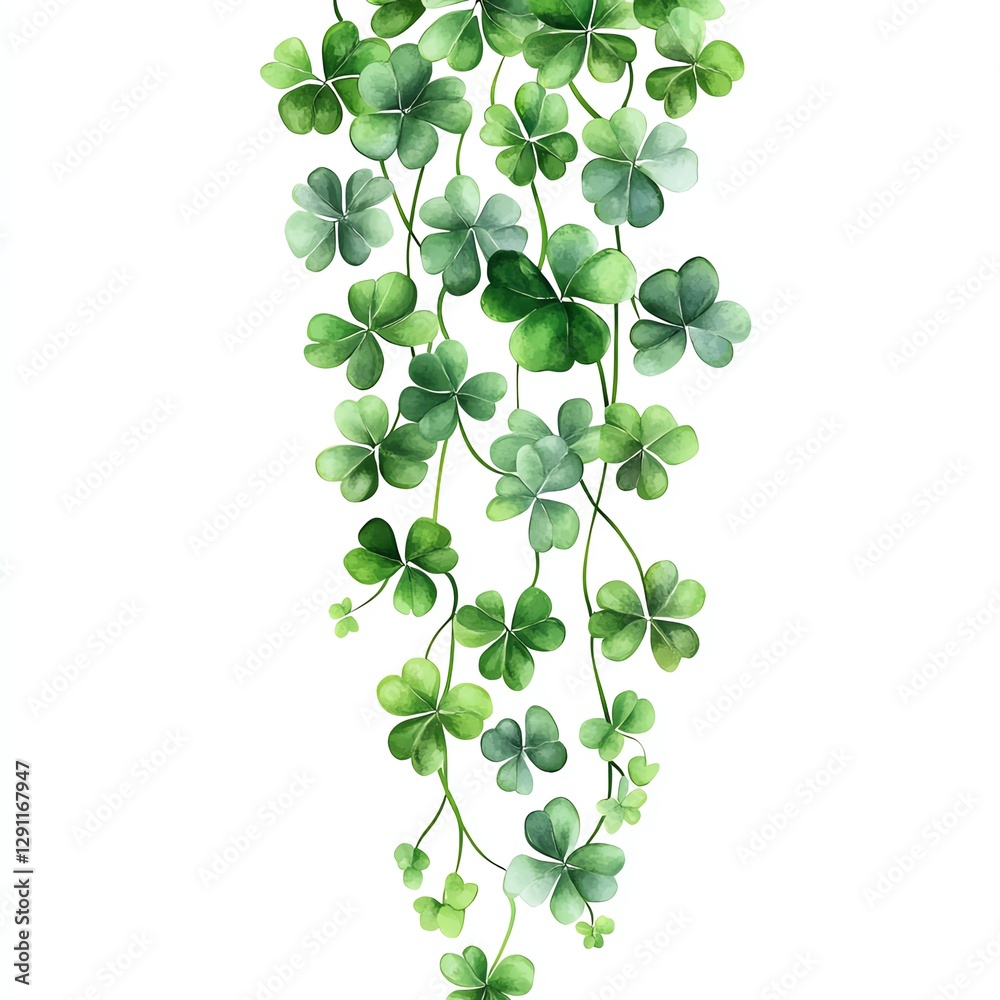 A cascading arrangement of vibrant green clovers, symbolizing luck, nature, and freshness, creates a lively and enchanting visual. A cascading arrangement of vibrant green clovers, symbolizing luck, nature, and freshness, creates a lively and enchanting visual.