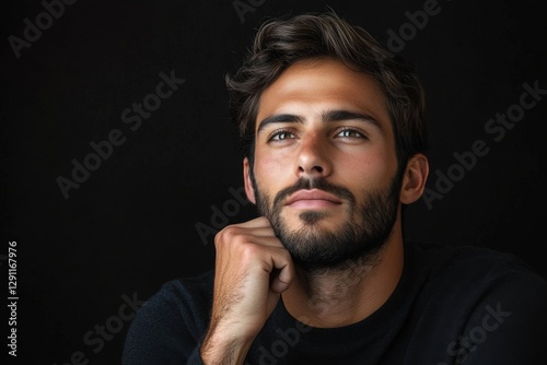 Portrait of a handsome young man with deep thoughtful expression