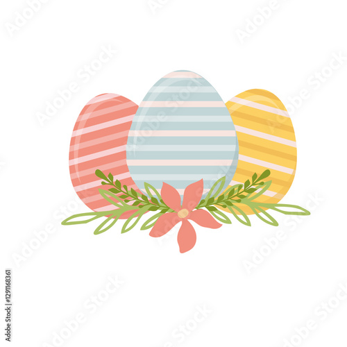 Cute hand drawn easter eggs and flowers. great for banners, wallpapers, websites, cards - vector design