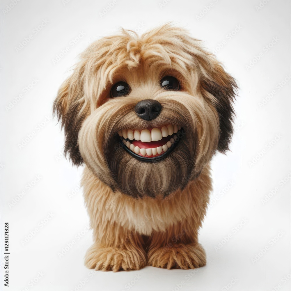 a funny shaggy dog with a big smile and big teeth on a white background a funny shaggy dog with a big smile and big teeth on a white background