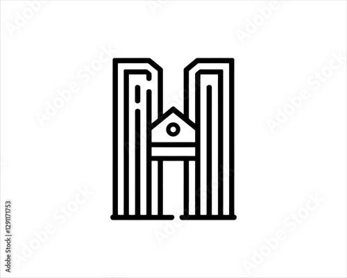 Minimal Real estate company logo icon outline vector illustration