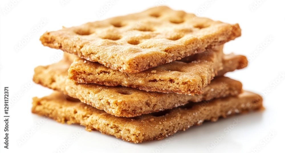 Delicious Stacks of Crunchy Golden Graham Crackers Perfect for Snacking or Dessert Recipes on a Clean White Background Delicious Stacks of Crunchy Golden Graham Crackers Perfect for Snacking or Dessert Recipes on a Clean White Background