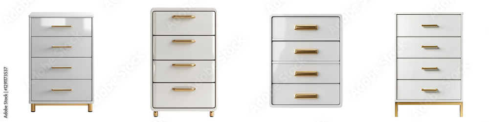 Collection of sleek minimalist white and gold storage drawers chests and dressers designed for efficient organization and stylish display in modern homes and offices Collection of sleek minimalist white and gold storage drawers chests and dressers designed for efficient organization and stylish display in modern homes and offices