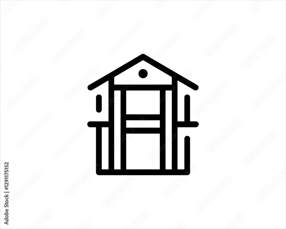 Minimal House or Real estate icon logo design template. Line art Real estate company logo. Simple house property design outline vector illustration Minimal House or Real estate icon logo design template. Line art Real estate company logo. Simple house property design outline vector illustration
