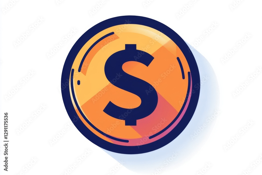 Coin icon with glossy orange gradient and abstract elements Coin icon with glossy orange gradient and abstract elements