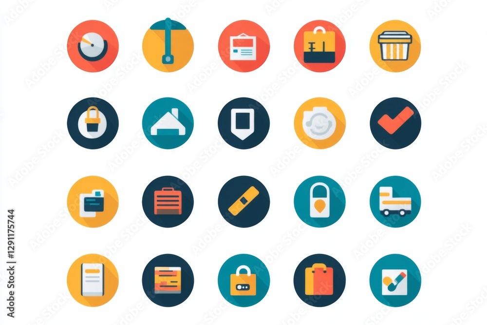 Collection of various financial and shopping related symbols Collection of various financial and shopping related symbols