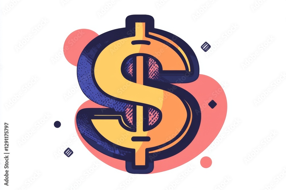 Obraz premium Stylized bold financial symbol with blue and red gradient effects
