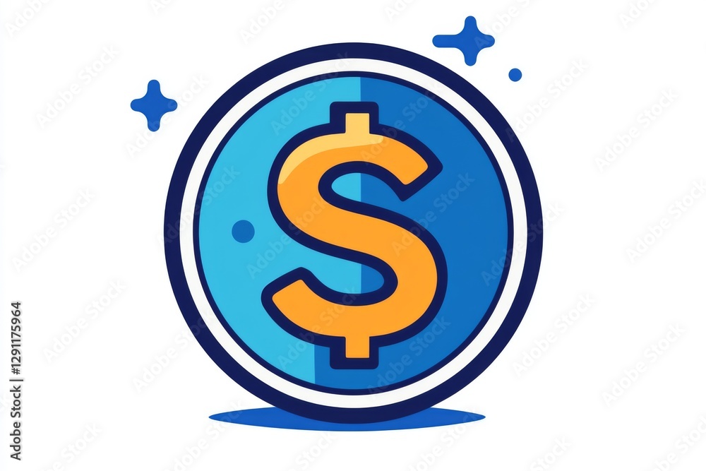 Obraz premium Abstract blue and orange dollar sign icon with futuristic glow