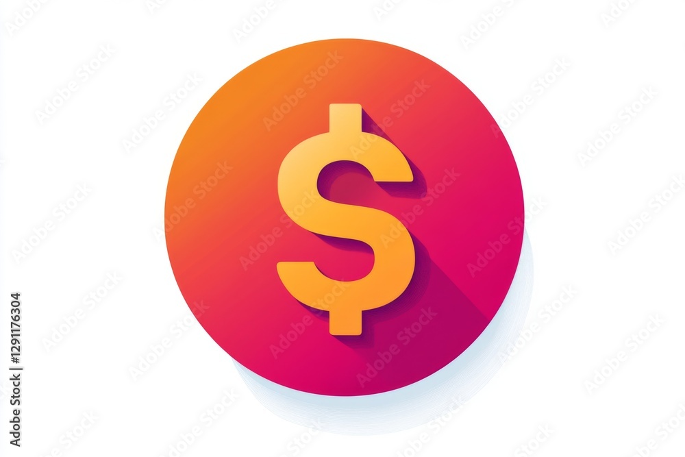 Gradient circular dollar icon with soft pink and orange tones Gradient circular dollar icon with soft pink and orange tones