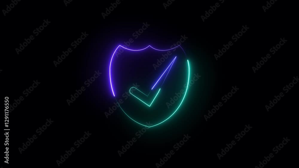 neon glowing Check mark icon animation
