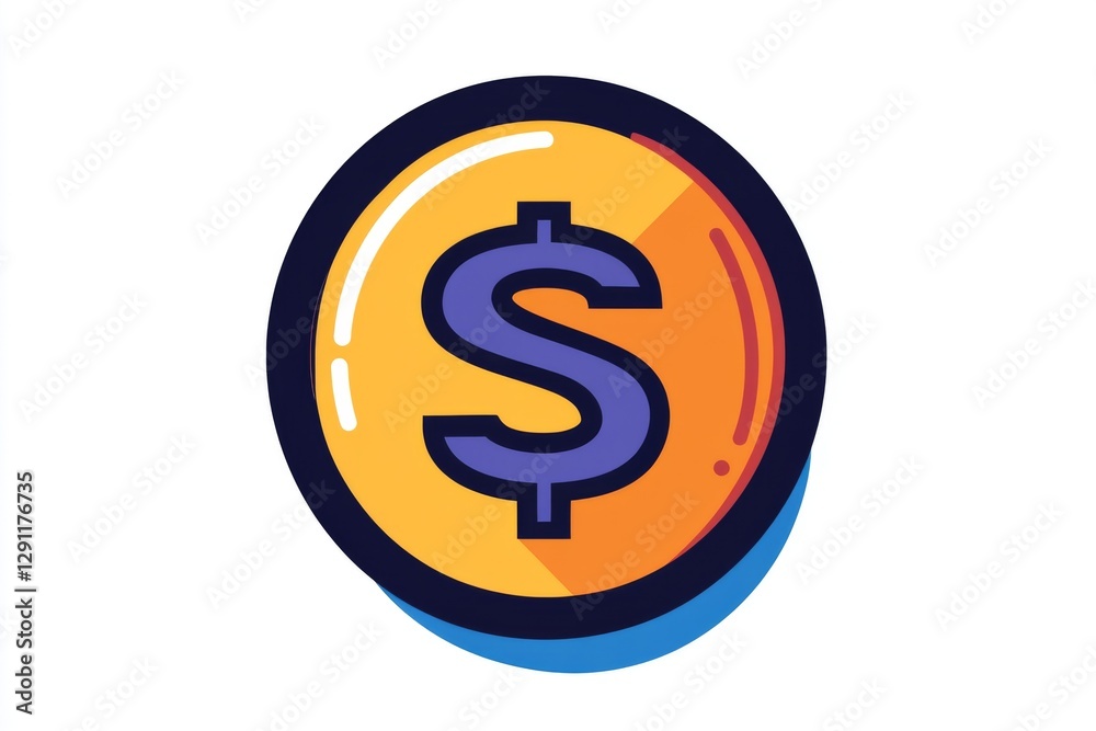 Modern financial coin with dark outline and glowing effects Modern financial coin with dark outline and glowing effects