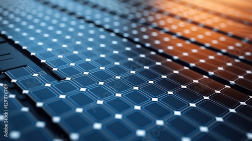 Solar panel close-up with a modern design and lighting effects.