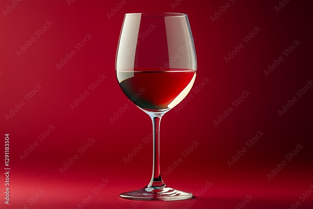 A glass of wine emoji isolated on a deep wine red background.