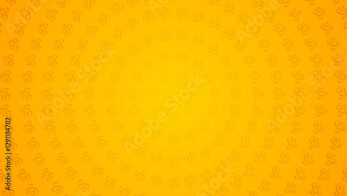 Simple Terracotta Ohm Symbolic Art Circular Pattern in a Warm Orange Yellow Hue Background with Spiritual and Meditative Sacred Patterns Style