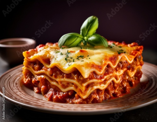 Fotografía de estudio profesional Imagen de lasaña, magnífica lasaña elaborada con auténtica receta italiana, estilo ultrarrealista, realista, 4k photo