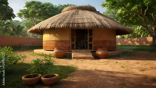 beautiful indian village hut  photo
