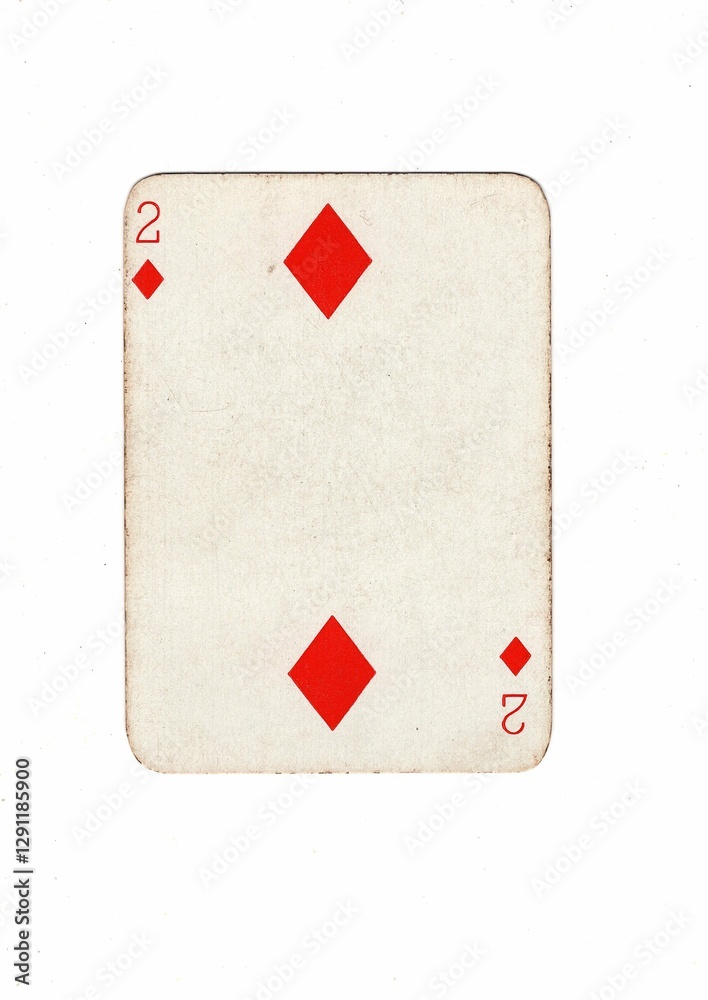 Obraz premium An antique playing card centred on a white background.