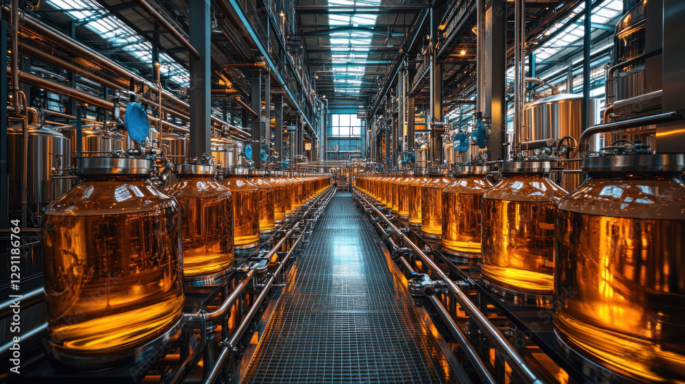 Fototapeta premium A high-tech brewing facility where automated systems ensure consistency in small-batch beer production