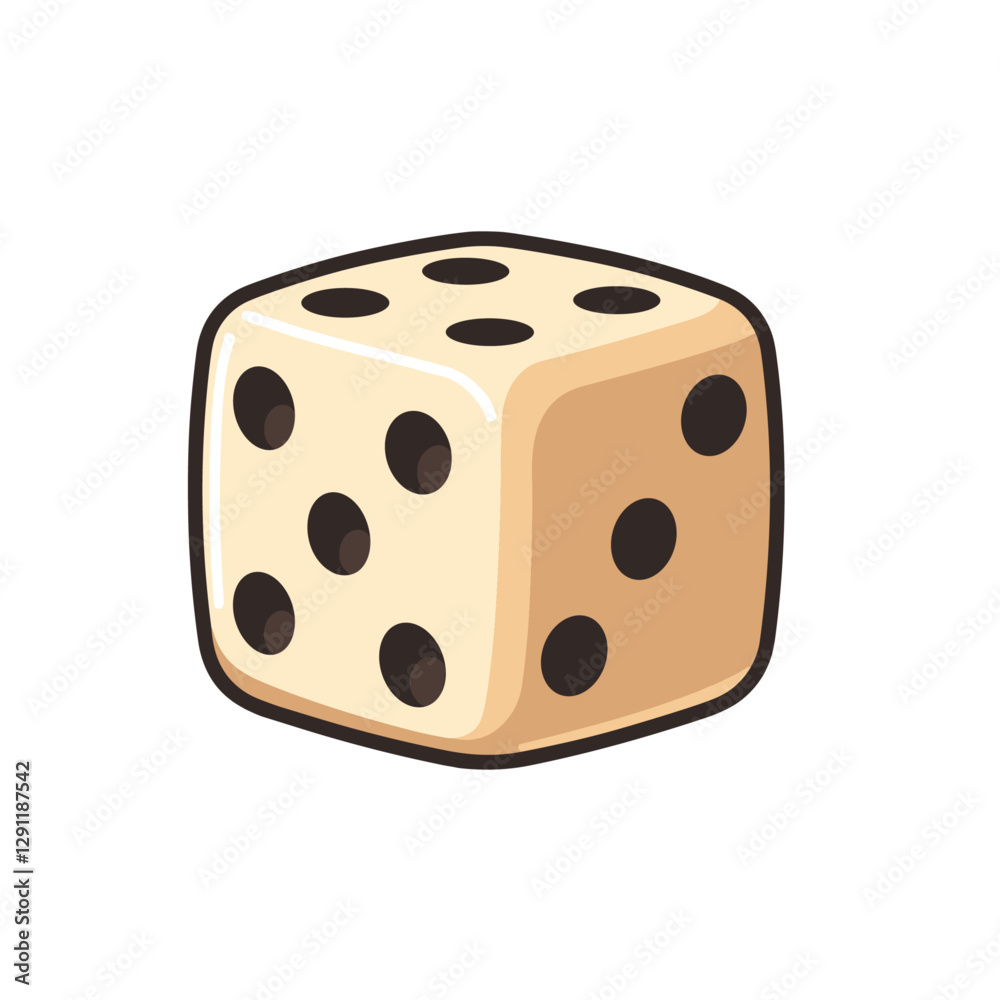 Isolated cute vector illustration of a beige die with spots on a transparent background The die shows numbers five three and one Isolated cute vector illustration of a beige die with spots on a transparent background The die shows numbers five three and one