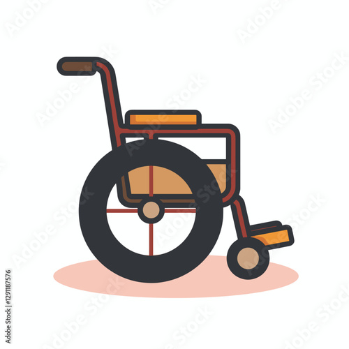 Accessible Aid: A cartoon illustration of a manual wheelchair symbolizing mobility and independence for individuals with physical challenges