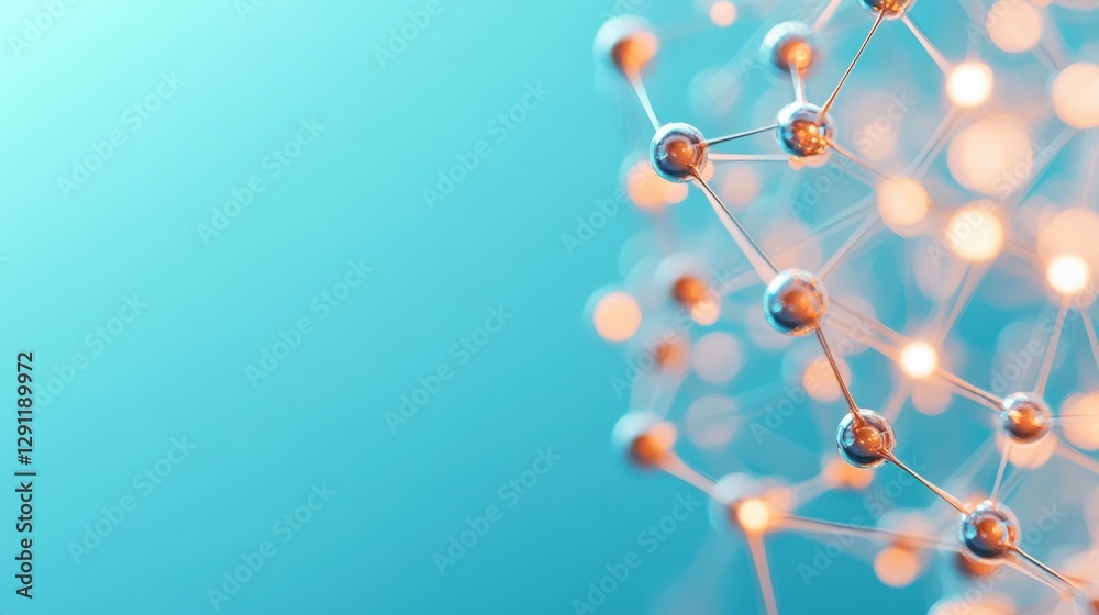 Obraz premium abstract molecule structure on blue background