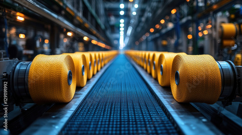 A smart textile manufacturing factory producing high-tech fabrics with embedded nanotechnology photo