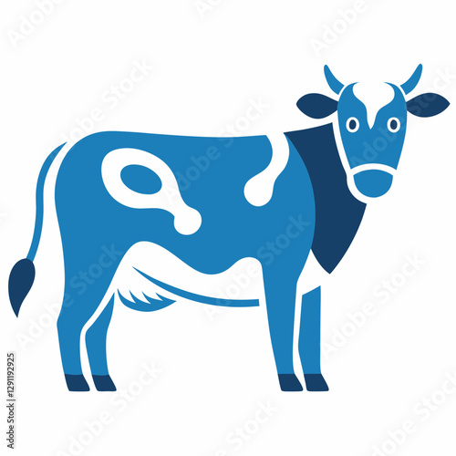 Stylized Cow Vector Illustration with Blue Abstract Background

