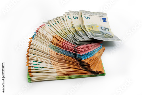 Obraz na płótnie Pile of euro banknotes - official currency of a large number of European countries. The euro is the second most widely used currency in international transactions and an important reserve currency. w salonie