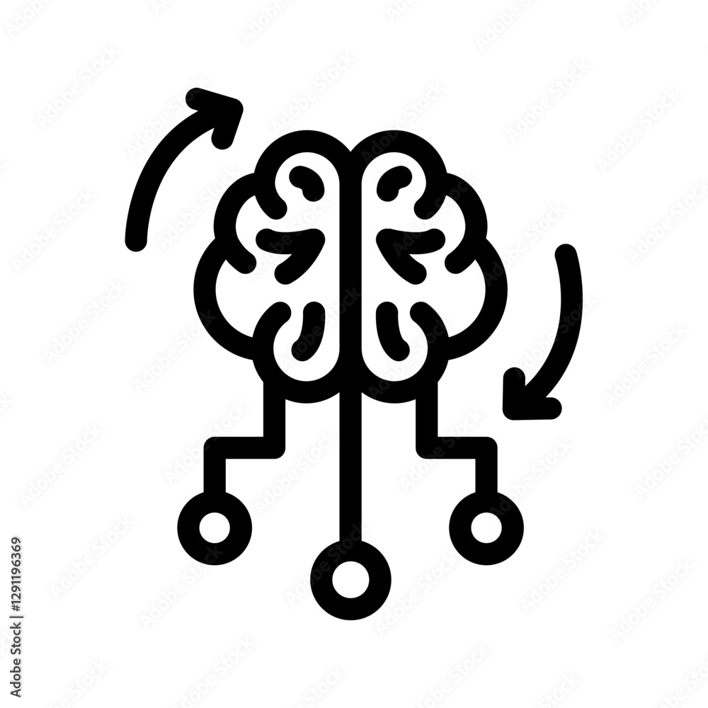 Fototapeta premium arrow brain ai outline style