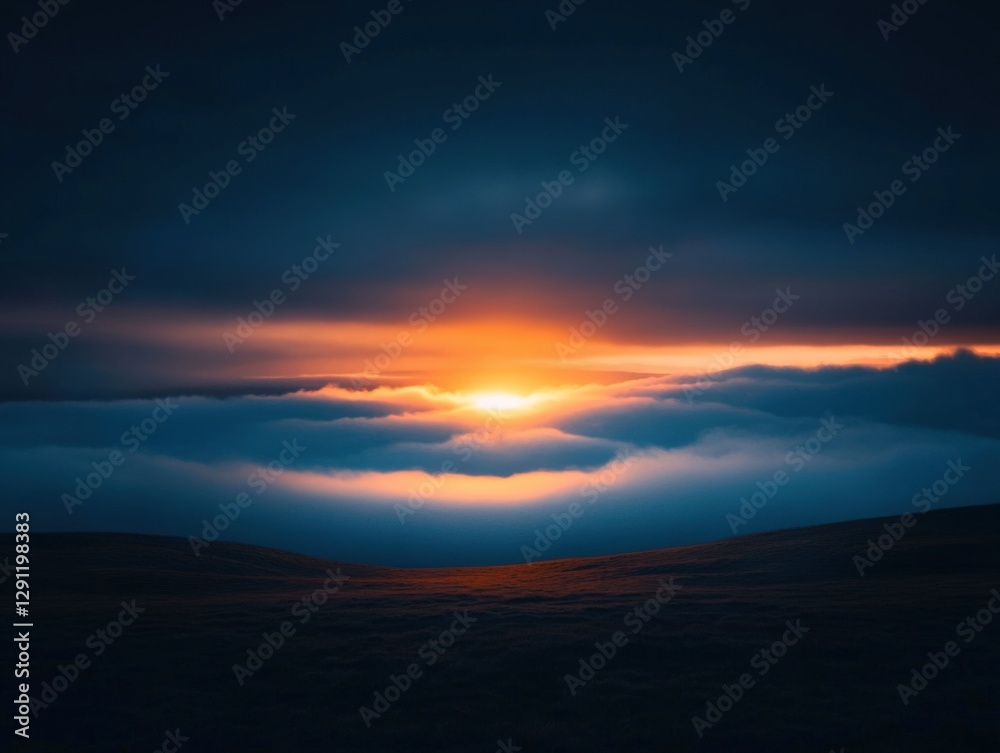 Dramatic sunset over rolling hills Dramatic sunset over rolling hills