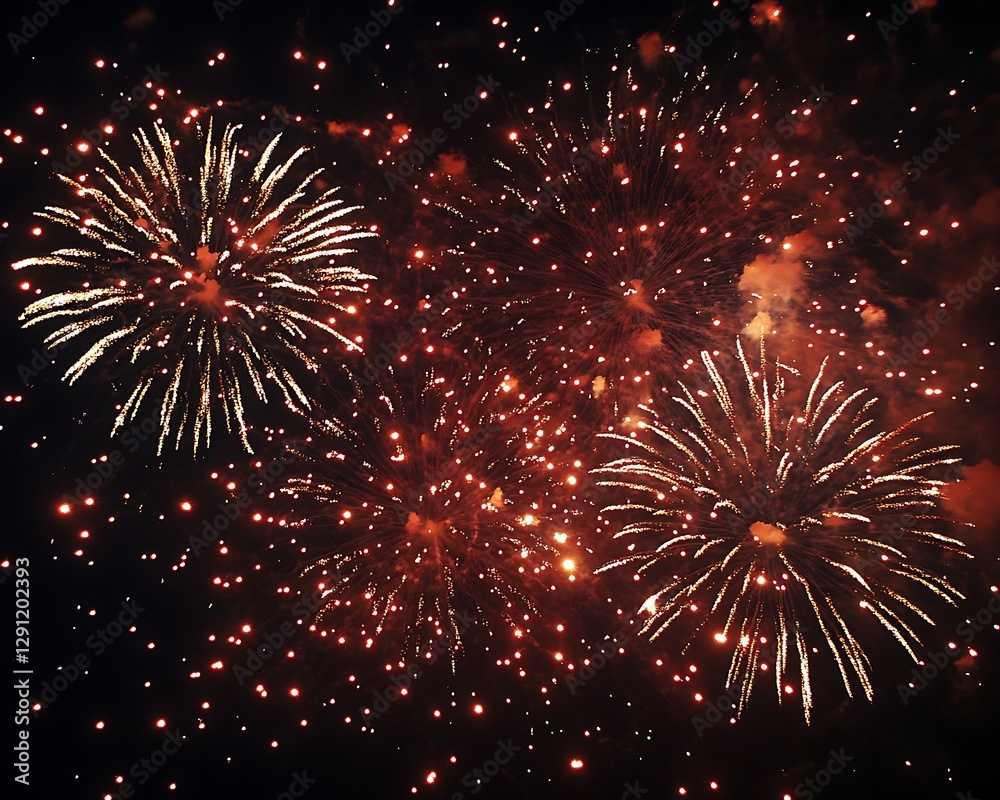 Fototapeta premium Fireworks illuminating a dark sky with beautiful explosions of light