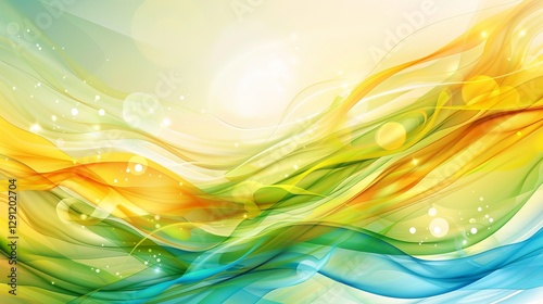 A colorful, wavy background with a bright yellow line. The background is filled with bright colors and swirls