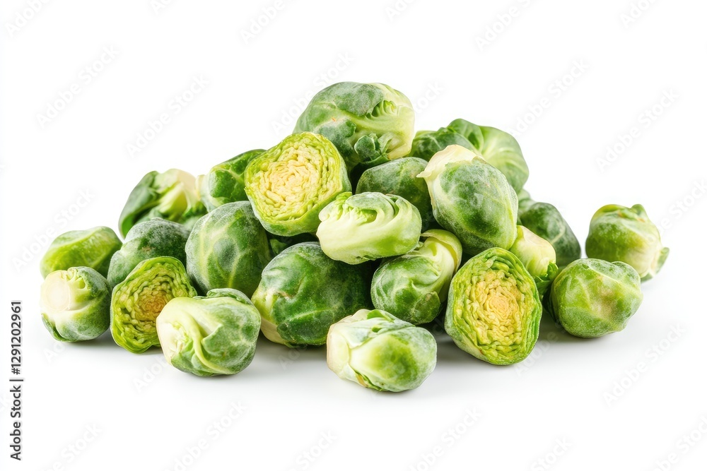 Fresh Brussels Sprouts Pile on White Background (2) Fresh Brussels Sprouts Pile on White Background (2)