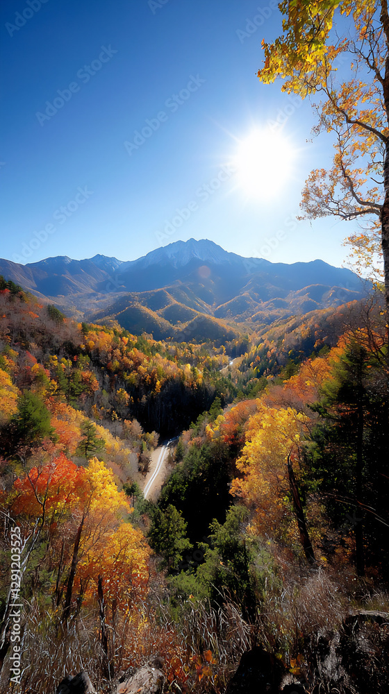 Naklejka premium mountain majesty with autumn blaze