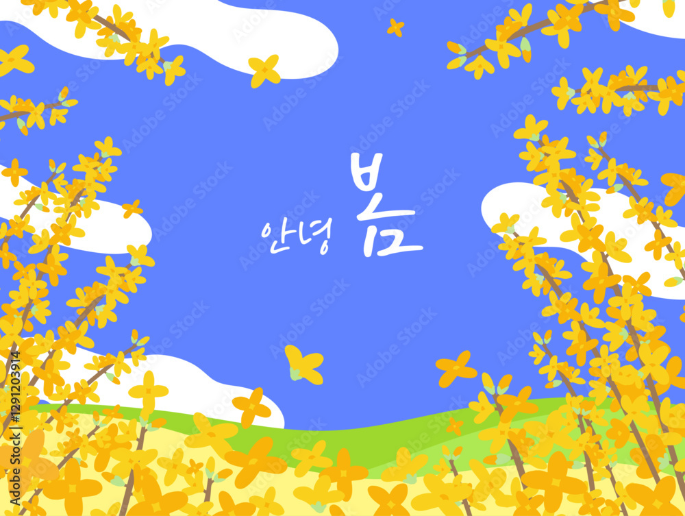 봄날의 개나리 꽃 봄날의 개나리 꽃