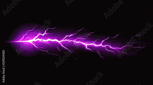 A bolt of purple lightning, solid black background