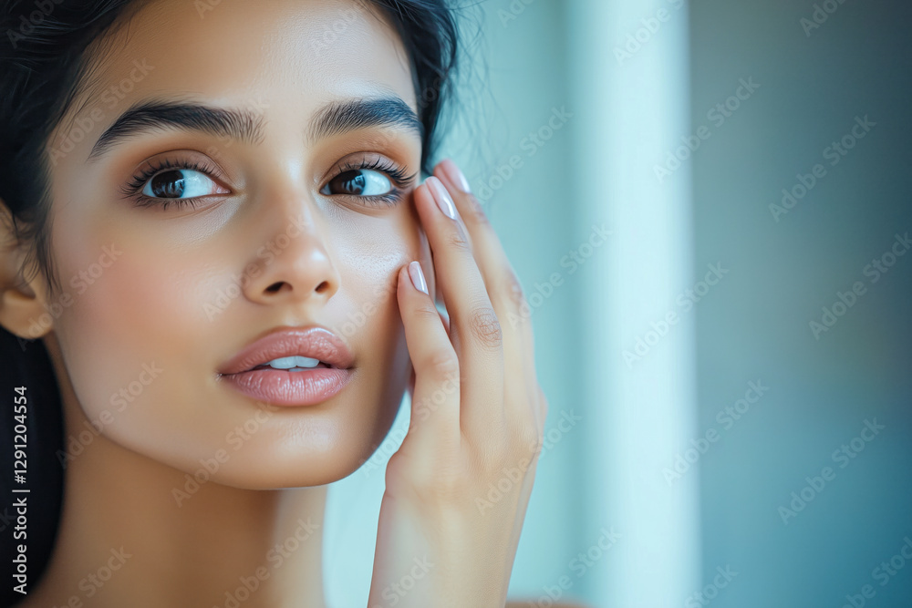 Confident Woman Preparing for the Day with Skincare Confident Woman Preparing for the Day with Skincare