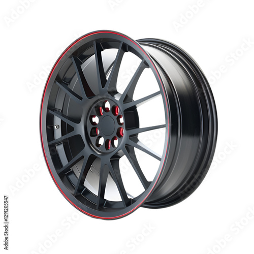 Black alloy wheel with red pinstripe automotive styling car part,