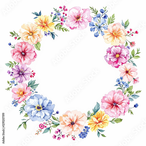 Watercolor Floral Wreath, Wreath Clipart Watercolor, Pastel Pink Flowers Wedding Clipart Wild Floral Clipart	