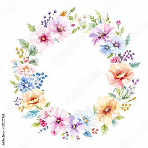 Watercolor Floral Wreath, Wreath Clipart Watercolor, Pastel Pink Flowers Wedding Clipart Wild Floral Clipart	