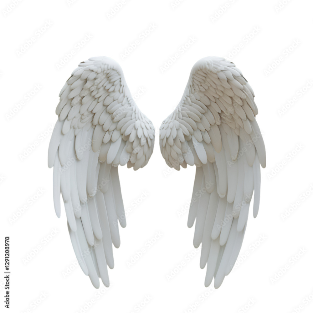 Fototapeta premium White angel wings isolated on black background heavenly flight purity peace