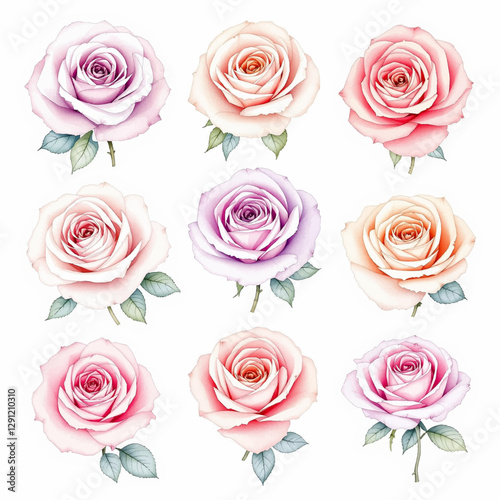 Roses Ephemera Clipart, Roses Fussy Cut, Printable Watercolor clipart, Watercolor Floral clipart	