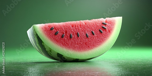 A watermelon emoji isolated on a vibrant green background.
