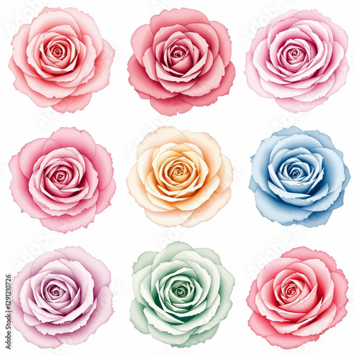 Roses Ephemera Clipart, Roses Fussy Cut, Printable Watercolor clipart, Watercolor Floral clipart	