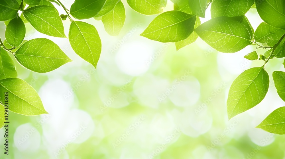 Bright Green Leaves Background Soft Light Nature Photography