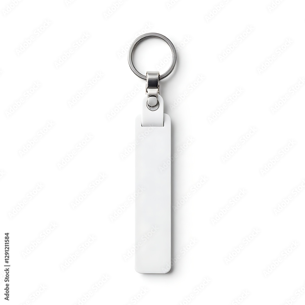 White rubber bar keychain with metal clasp keyring isolated on white background White rubber bar keychain with metal clasp keyring isolated on white background